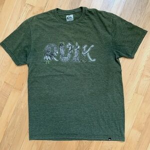 Quiksilver "Quik" Green Graphic T-Shirt Size Large